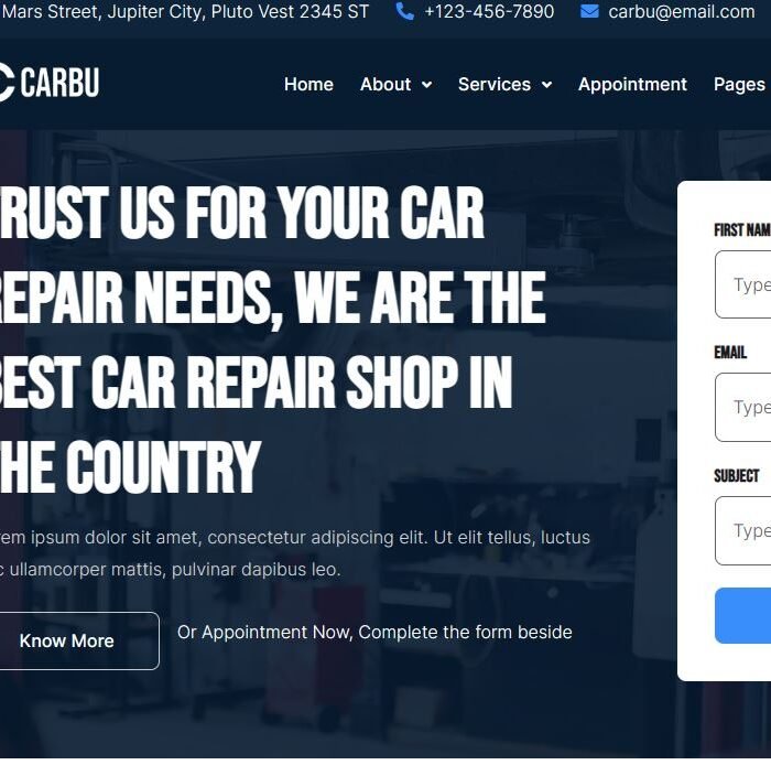 Carbu – Template Kit Elementor pour réparation automobile